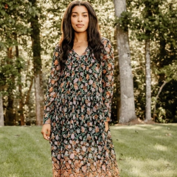 Free People Black See It Through Maxi Dress sz L **no slip included** - Picture 1 of 7